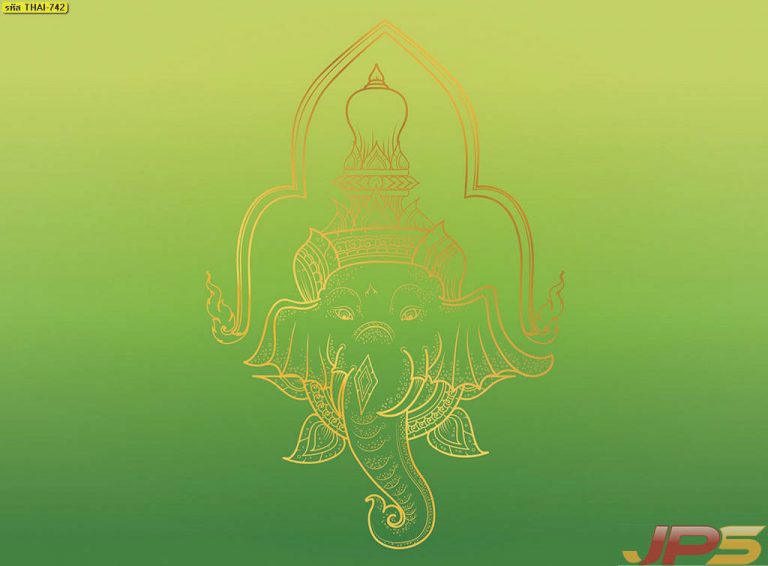 ลายเศียรช้าง สีเขียว
