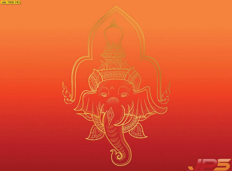 ลายเศียรช้าง สีแดง