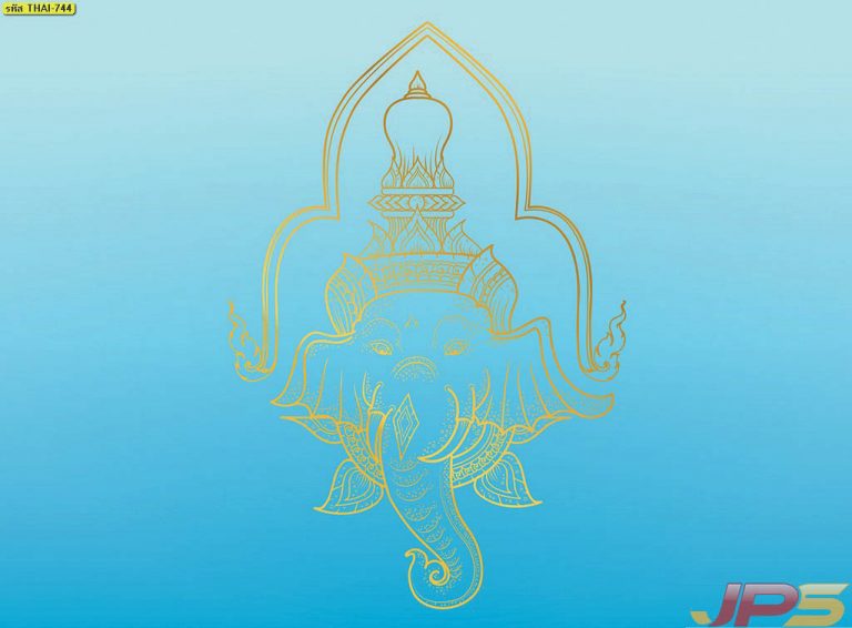 ลายเศียรช้าง สีฟ้า