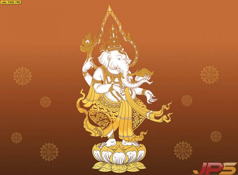 ช้างบนดอกบัว สีน้ำตาล