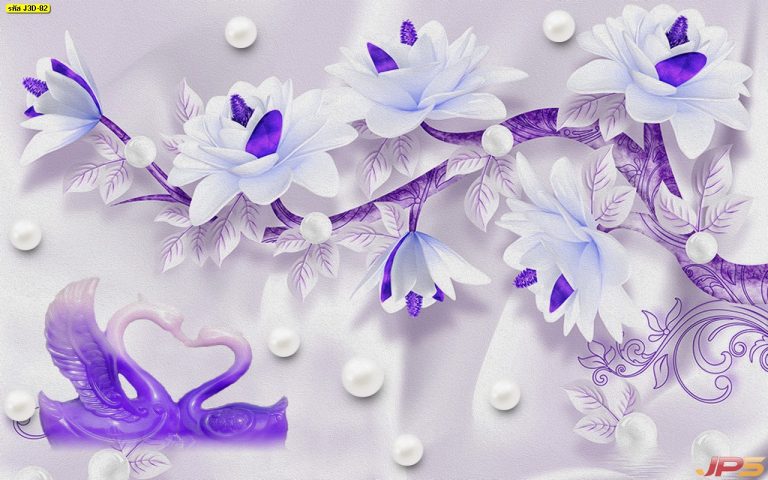 ลายเป็ดสีม่วง พื้นหลังม่วงอ่อน