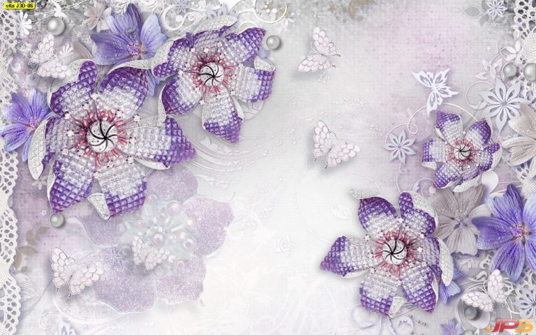 ลายดอกไม้สีม่วงปนขาว