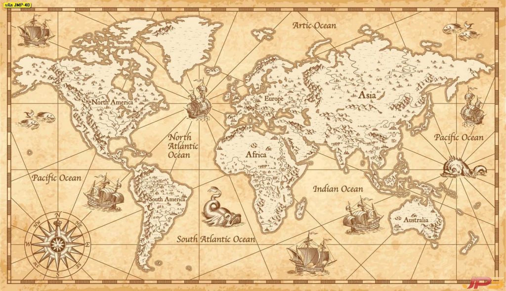 แผนที่โลกในกรอบสี่เหลี่ยม