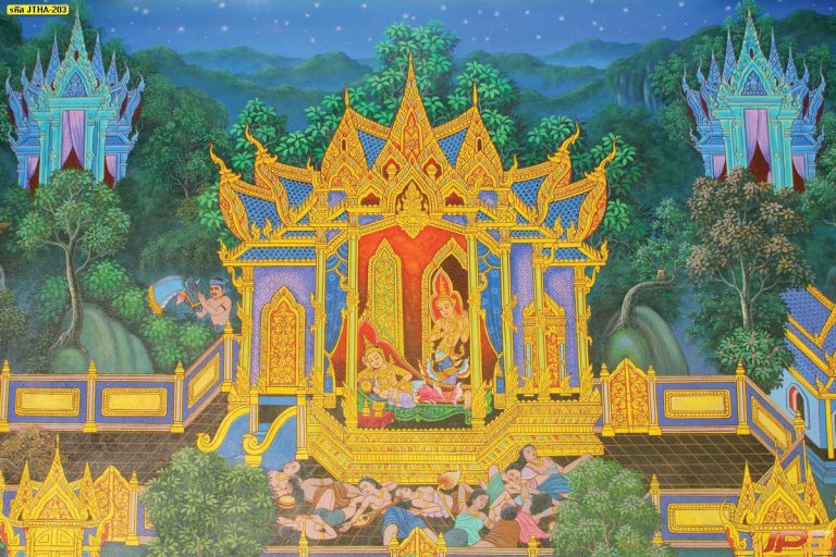 ภาพวรรณคดีไทย พื้นหลังสีเขียว