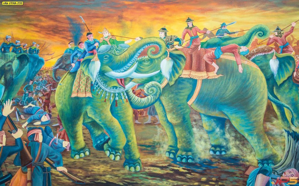 ภาพลายไทย ภาพวาดช้างและการต่อสู้