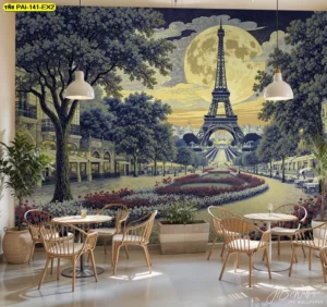 สร้างบรรยากาศให้ร้านน่านั่งด้วย วอลเปเปอร์สั่งพิมพ์ ลายหอไอเฟล แต่งร้านกาแฟ เพิ่มความโดดเด่น ที่ลูกค้าต้องประทับใจ