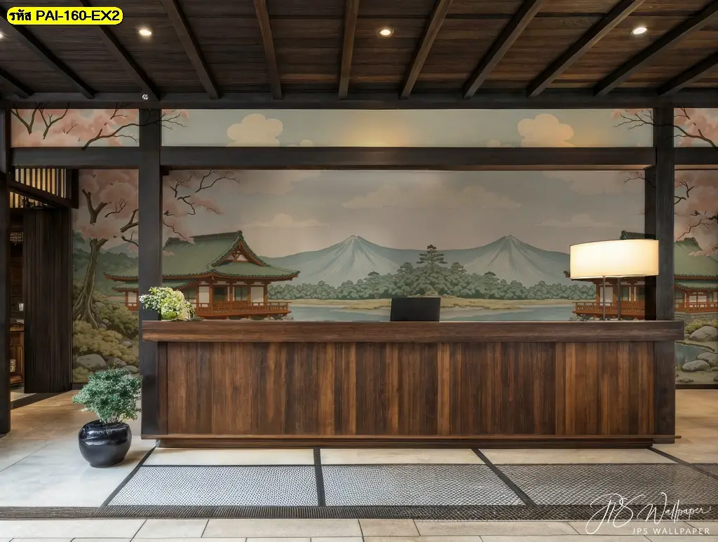 วอลเปเปอร์ภาพพิมพ์ลายภูเขาไฟฟูจิแบบ Japanese landscape wall mural เหมาะสำหรับผู้ที่ชอบวอลเปเปอร์ลายทิวทัศน์ญี่ปุ่น
