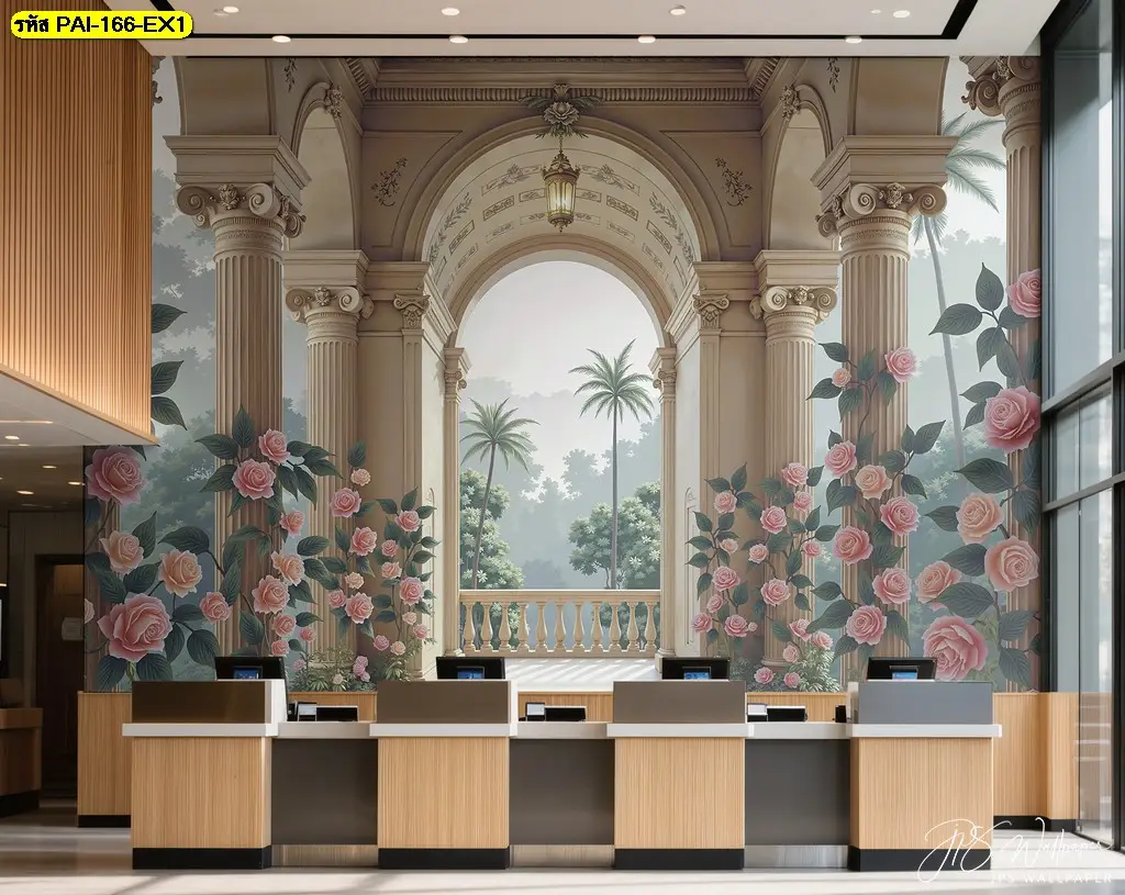 สร้างสรรค์ผนังด้วยวอลเปเปอร์สั่งพิมพ์ลายสวนสวยโรแมนติก ที่เป็น European scenery art ช่วยสร้างความรู้สึกผ่อนคลาย
