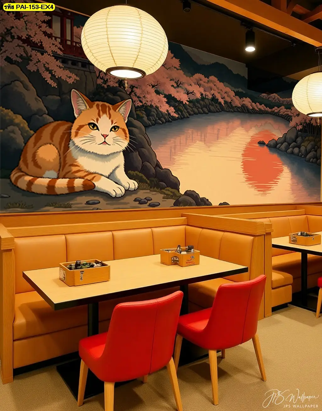ไอเดียแต่งร้านอาหารญี่ปุ่นด้วยภาพแมวญี่ปุ่นและวิวญี่ปุ่นและภาพติดผนังร้านอาหารญี่ปุ่นสไตล์โมเดิร์น เพื่อสร้างจุดเด่นที่ไม่เหมือนใคร 