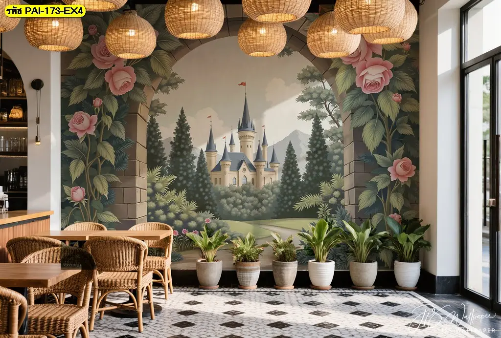 แต่งร้านกาแฟสวยด้วย วอลเปเปอร์ลายสวนดอกไม้วินเทจ ยุโรป ที่เป็น Vintage cafe wallpaper ช่วยเสริมบรรยากาศให้ร้านน่าเข้ามาใช้บริการมากขึ้น