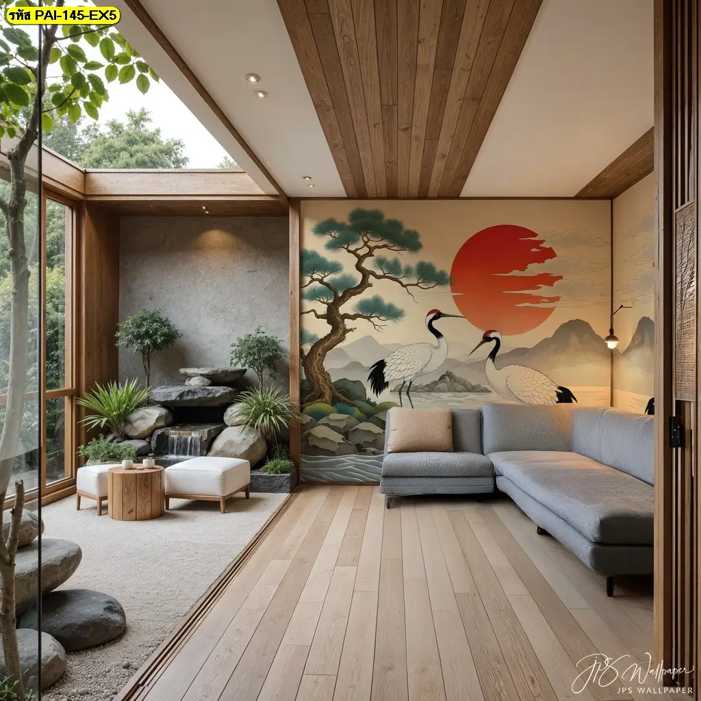 วอลเปเปอร์ภาพวาดญี่ปุ่นติดผนังเป็น Minimalist Japanese wall mural ที่เหมาะกับไอเดียแต่งบ้านสไตล์มูจิอย่างยิ่ง