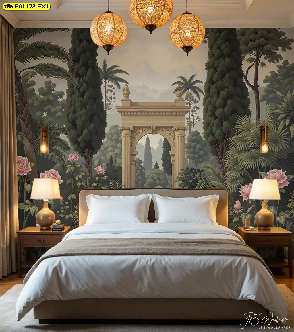เปลี่ยนห้องนอนให้น่าอยู่ด้วยวอลเปเปอร์สั่งพิมพ์ลายสวนกุหลาบวินเทจ หรือจะเลือกรูปภาพติดผนังห้องนอนลายปราสาทเพื่อสร้างจินตนาการ
