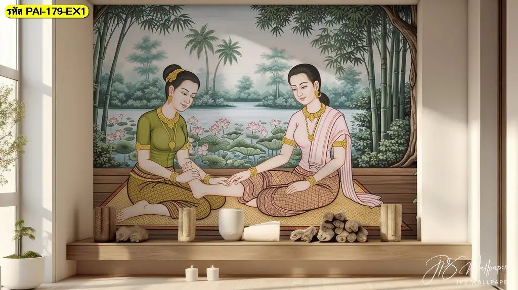เปลี่ยนบรรยากาศร้านให้สวยงามด้วย วอลเปเปอร์ภาพนวดแผนไทย ที่ออกแบบเฉพาะตามขนาดผนังของคุณ