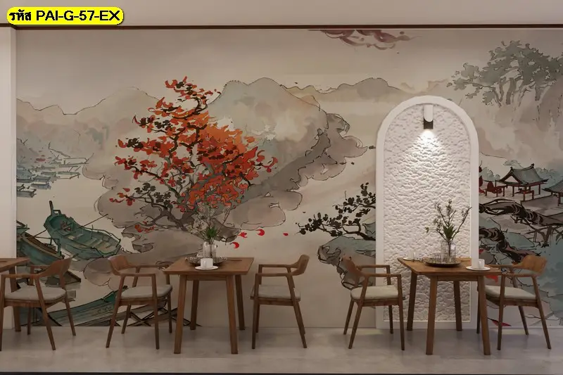 วอลเปเปอร์ลายธรรมชาติเกาหลีย้อนยุคเป็นไอเดียแต่งร้านอาหารเกาหลีด้วยภาพวาดที่ทำให้ลูกค้ารู้สึกเหมือนได้ไปเยือนเกาหลี