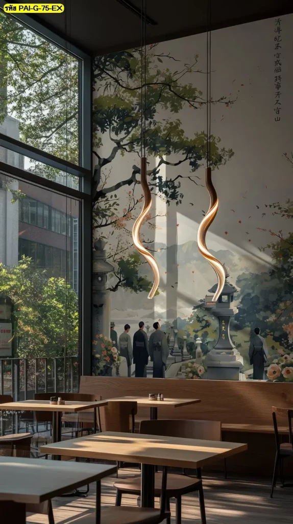 ออกแบบร้านอาหารเกาหลีให้มีเรื่องราวด้วย traditional tea ceremony wallpaper ที่ให้ความรู้สึกสงบและมีระดับ