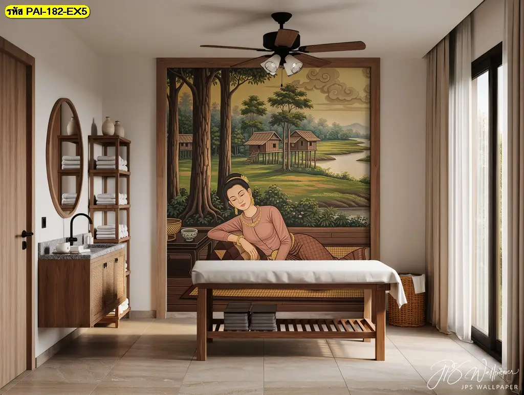 สร้างบรรยากาศผ่อนคลายด้วย วอลเปเปอร์นวดแผนไทย ที่พิมพ์บนผ้าแคนวาสหน้ากว้าง 300 ซม.