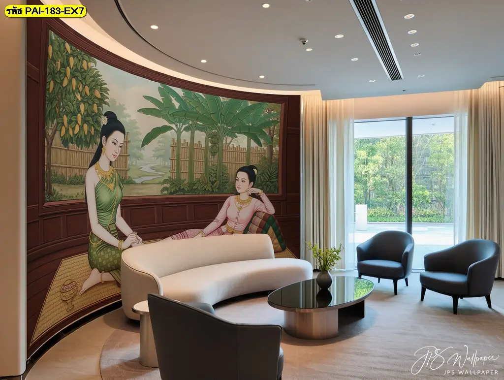 สั่งผลิต วอลเปเปอร์ภาพศิลปะนวดแผนไทย ตกแต่งร้านนวด ร้านสปา พร้อมการจัดส่งทั่วโลก ตกแต่งกระจกด้วยฟิล์ม 3M คุณภาพดี