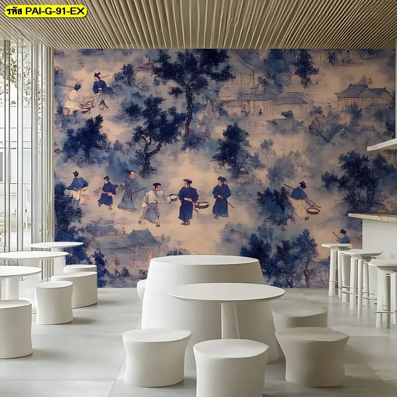 การสั่งพิมพ์วอลเปเปอร์ลายวัฒนธรรมเกาหลี ช่วยสร้างภาพลักษณ์ร้านที่ดูเรียบง่ายแต่ยังคงความสวยงาม