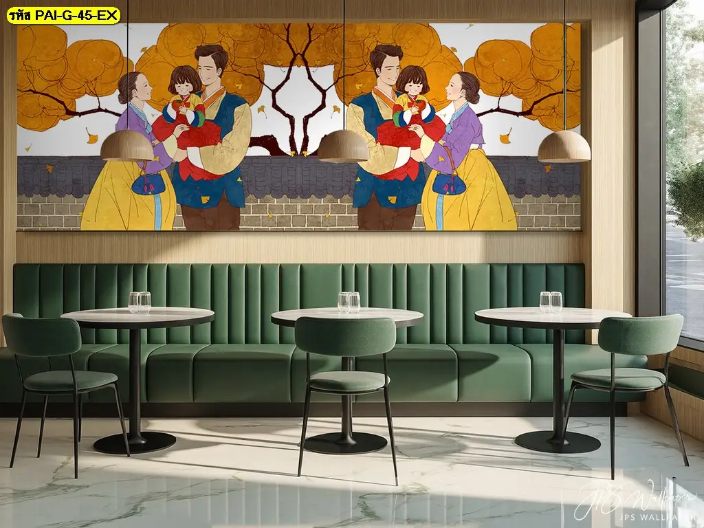 Korean cafe wall decor ideas ที่ผสาน cozy Korean illustration wallpaper สร้างภาพติดผนังร้านกาแฟบรรยากาศอบอุ่นได้อย่างลงตัว