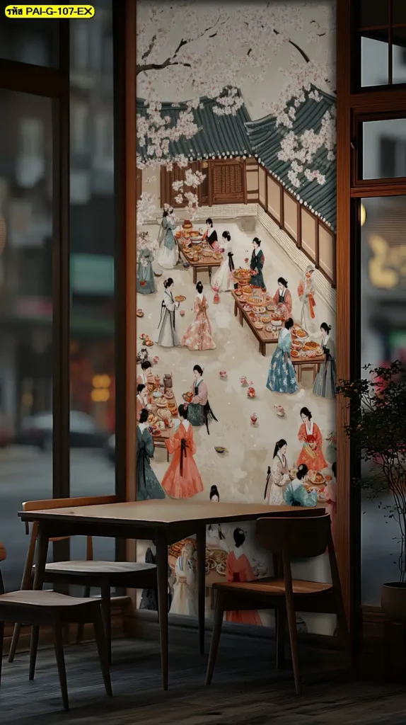 วอลเปเปอร์ภาพวาดเกาหลีสำหรับร้านอาหาร ช่วยเปลี่ยนบรรยากาศร้านให้ดูน่าสนใจและมีเอกลักษณ์เฉพาะตัว