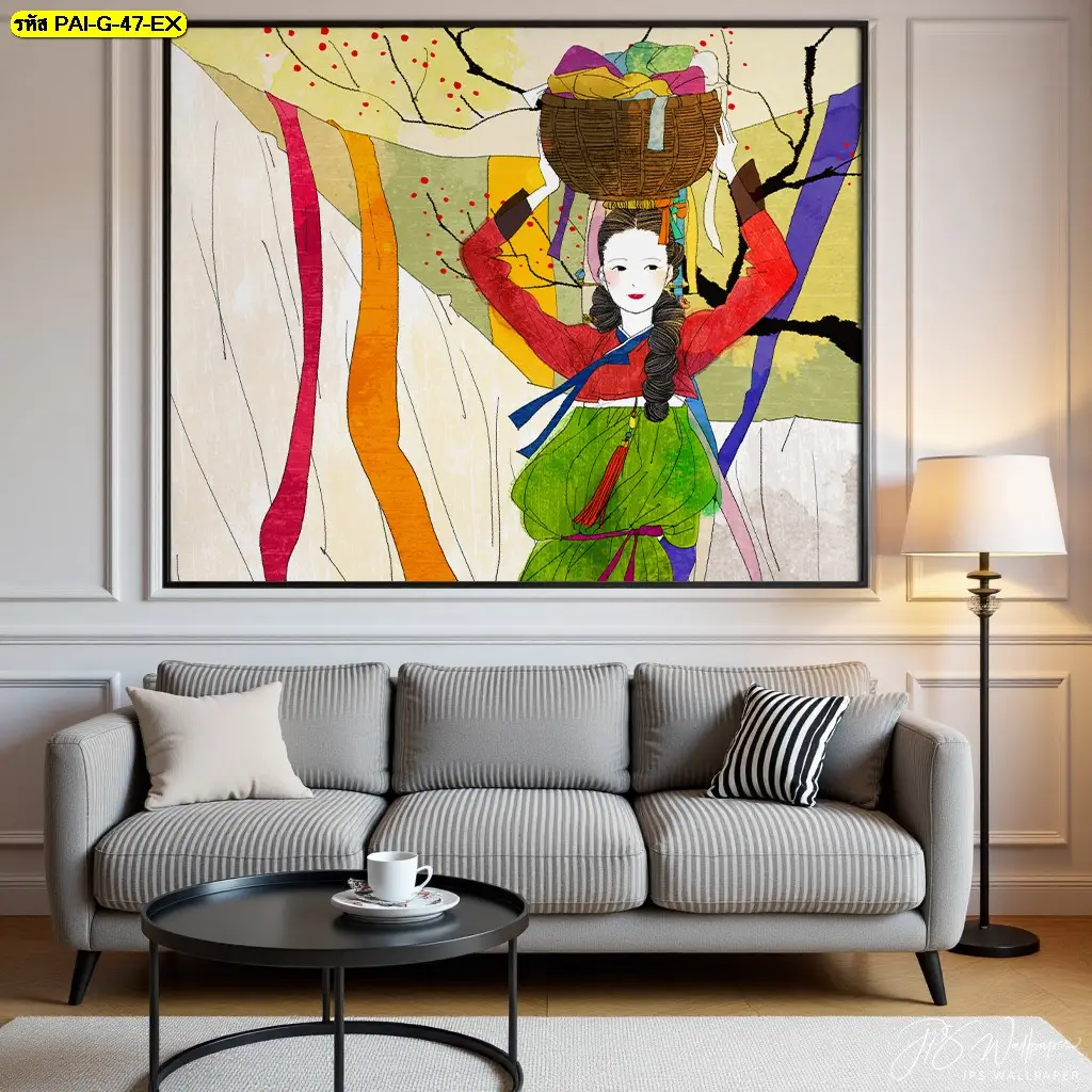 วอลเปเปอร์สั่งพิมพ์ลายอาร์ตๆและแต่งบ้านสไตล์เกาหลีด้วยภาพศิลปะเติมเสน่ห์และความสมบูรณ์ให้ห้องรับแขกของคุณ