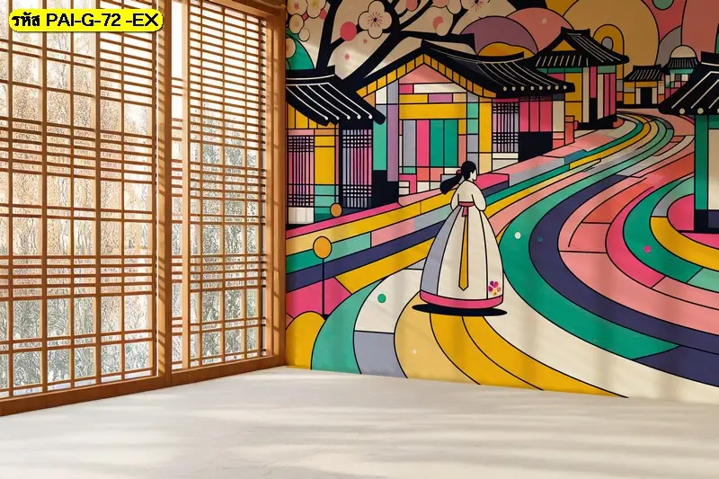 Asian art restaurant wall decor ที่ผสมผสานภาพตกแต่งผนังร้านอาหารเกาหลี อย่างลงตัวและมีสไตล์