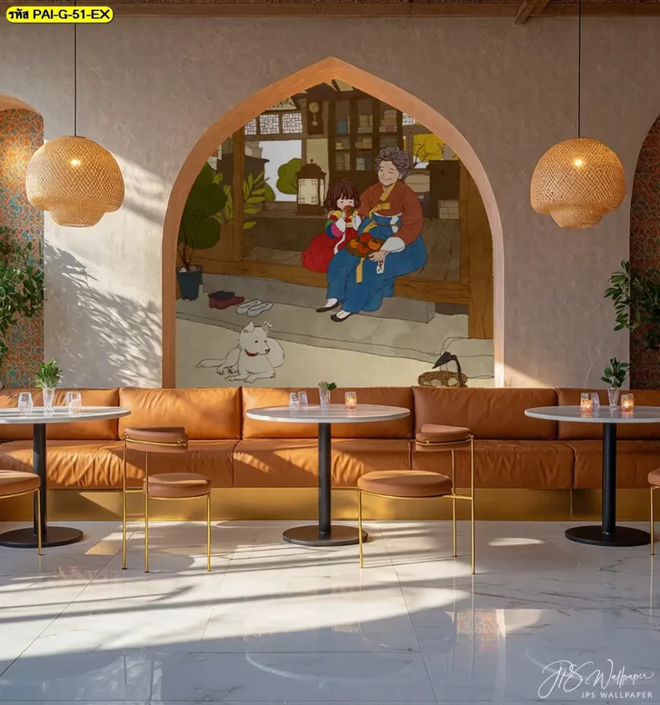 ภาพวาดศิลปะเกาหลีตกแต่งร้านกาแฟเป็นองค์ประกอบสำคัญที่จะยกระดับไอเดียแต่งร้านกาแฟเกาหลีมินิมอลให้ดูมีสไตล์มากขึ้น