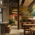 รูปติดผนังหมู่บ้านเกาหลีโบราณที่เป็น serene mountain village wall decor ทำให้ลูกค้ารู้สึกเหมือนได้ไปเยือนสถานที่จริง