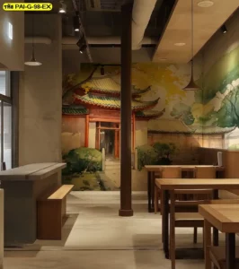 รูปติดผนังหมู่บ้านเกาหลีโบราณที่เป็น serene mountain village wall decor ทำให้ลูกค้ารู้สึกเหมือนได้ไปเยือนสถานที่จริง