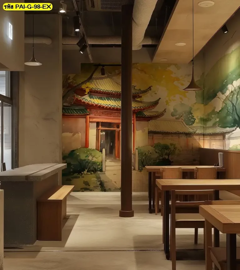 รูปติดผนังหมู่บ้านเกาหลีโบราณที่เป็น serene mountain village wall decor ทำให้ลูกค้ารู้สึกเหมือนได้ไปเยือนสถานที่จริง