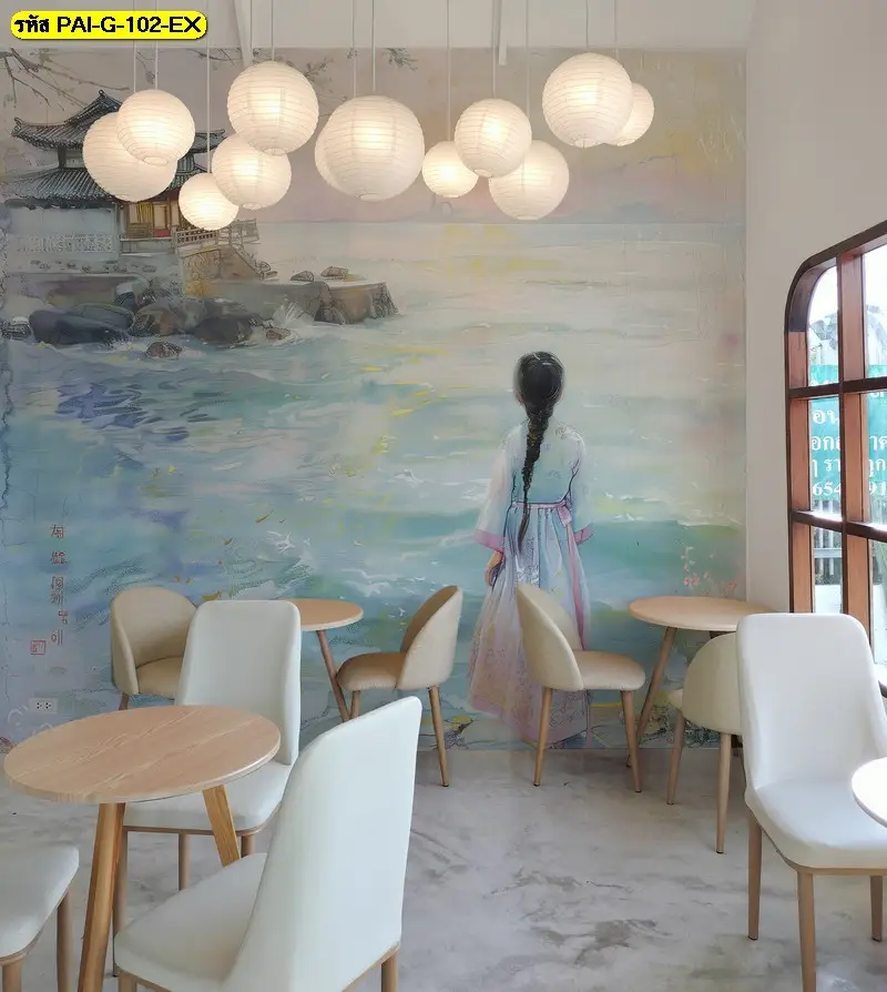ภาพตกแต่งผนังร้านอาหารเกาหลีและวอลเปเปอร์ลายภาพวาดสไตล์เอเชียที่เป็น Asian art restaurant wall decor สร้างบรรยากาศที่น่าจดจำ