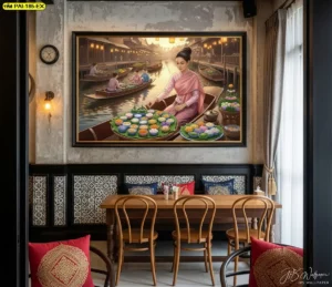 วอลเปเปอร์ตกแต่งร้านขนมหวานหรูหราเติมเต็มความสวยงามและอบอุ่นอย่างกลมกลืนกับบรรยากาศร้านขนมไทยและอาหารไทยในโรงแรมหรู