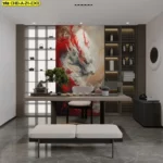 ภาพติดผนังลายมังกรแนวสีน้ำจีนพิมพ์บนผ้าแคนวาส ช่วยให้ห้องนั่งเล่นมีสไตล์และโดดเด่นด้วยวอลเปเปอร์มังกรจีนสั่งพิมพ์คุณภาพสูง