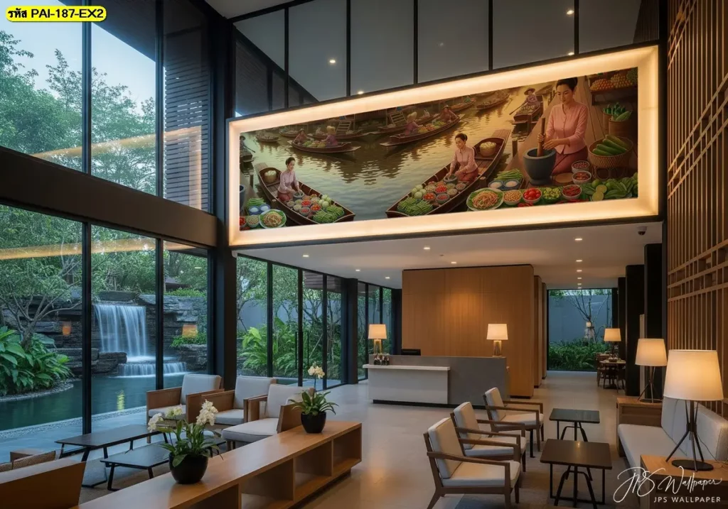 Custom Esan wall สำหรับร้านอาหารไทยร่วมสมัยที่ต้องการความแตกต่างและถ่ายทอดวัฒนธรรมผ่านภาพติดผนังคุณภาพสูง