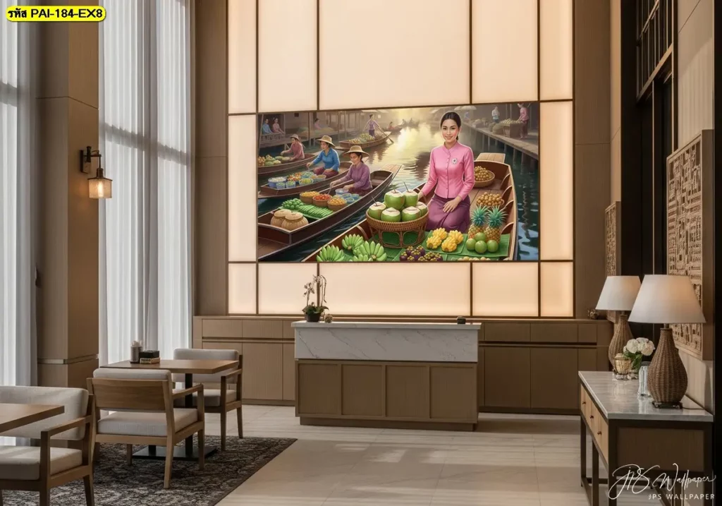 Hotel lobby fruit wallpaper เติมเต็มความหรูหราและความประทับใจแรกเห็นให้กับโรงแรม ร้านอาหาร หรือห้องรับรองของคุณ