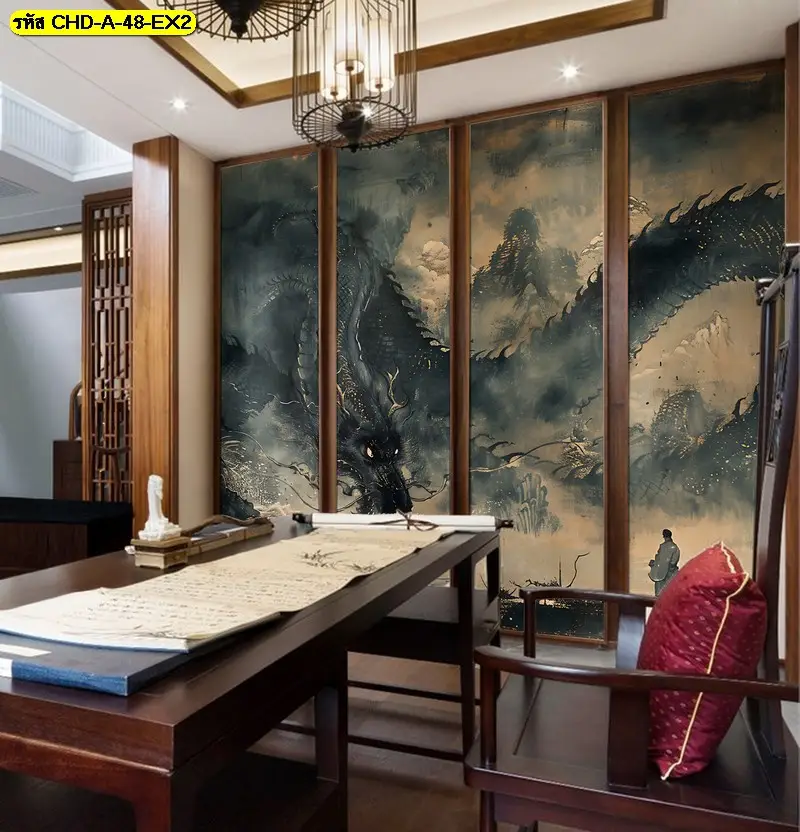 ภาพวาดมังกรเสริมบารมี ทำให้มุมสักการะดูมั่นคงและมีพลัง พร้อมภาพมังกรนำโชคช่วยเติมความหมายดีให้พื้นที่ไหว้เจ้า
