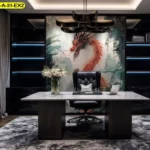 วอลเปเปอร์มังกรจีนสั่งพิมพ์ห้องทำงานช่วยสร้างบรรยากาศมีพลังและเพิ่มแรงบันดาลใจให้พื้นที่ทำงานสไตล์จีนได้อย่างลงตัว