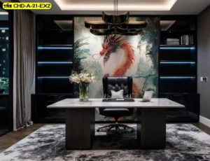 วอลเปเปอร์มังกรจีนสั่งพิมพ์ห้องทำงานช่วยสร้างบรรยากาศมีพลังและเพิ่มแรงบันดาลใจให้พื้นที่ทำงานสไตล์จีนได้อย่างลงตัว