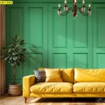 วอลเปเปอร์ลายไม้สีเขียวสไตล์ Vintage wood panel wallpaper เหมาะสำหรับวอลเปเปอร์ลายไม้ตกแต่งภายในที่ต้องการบรรยากาศเรียบหรูและอบอุ่น