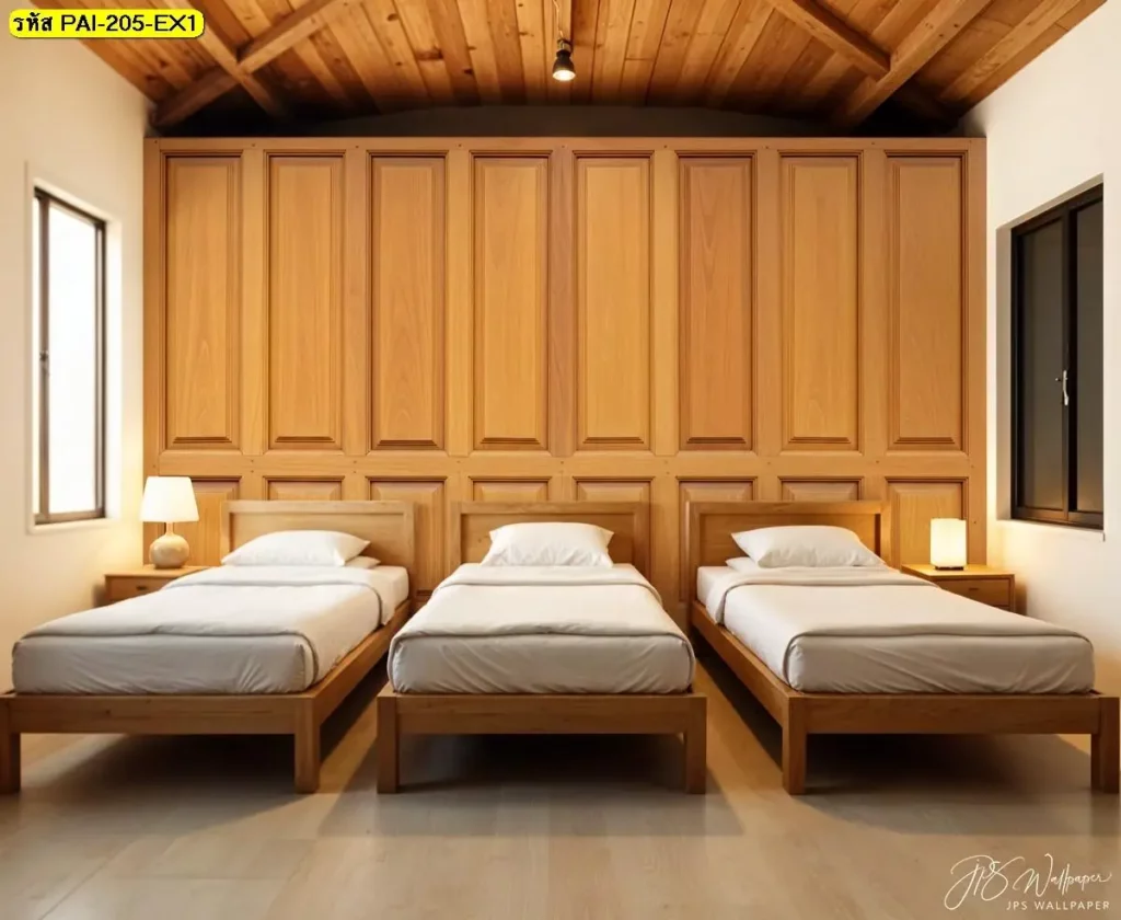 ภาพติดผนังลายไม้คลาสสิกแนวไม้ธรรมชาติจากวอลเปเปอร์ลายไม้คลาสสิกในรูปแบบ Classic wooden wall panel mural ที่ช่วยให้ผนังดูมีเอกลักษณ์
