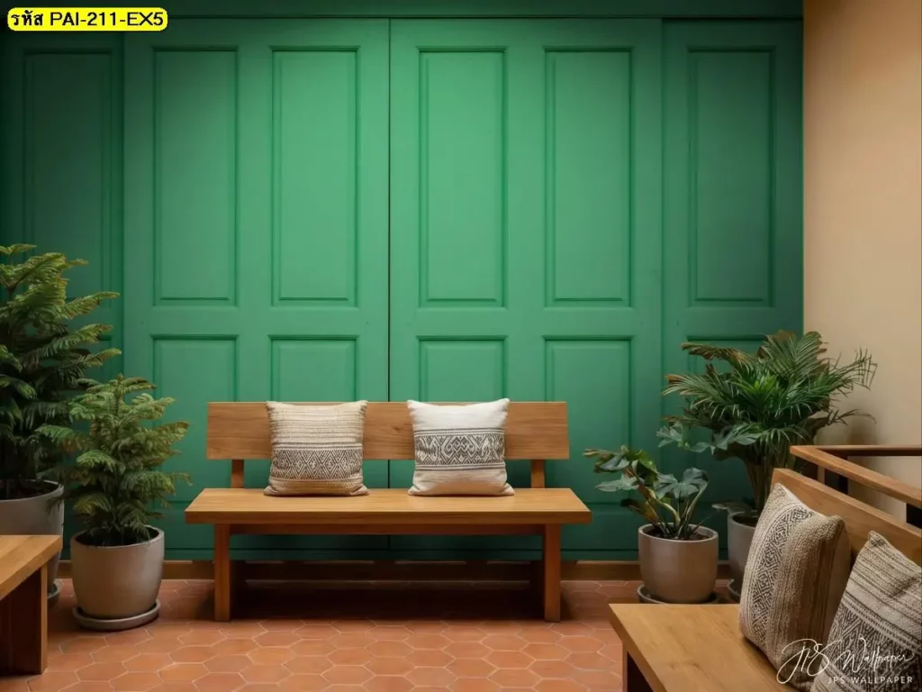 วอลเปเปอร์ลายไม้สีเขียวลายไม้แนวตั้งในสไตล์ Vintage wood panel wallpaper สำหรับวอลเปเปอร์ลายไม้ตกแต่งภายในที่ต้องการความคลาสสิก