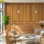 วอลเปเปอร์ลายไม้คลาสสิกโทนไม้ธรรมชาติสำหรับภาพติดผนังลายไม้คลาสสิกในสไตล์ Classic wooden wall panel mural ที่ช่วยเพิ่มความอบอุ่นและความหรูให้ผนัง