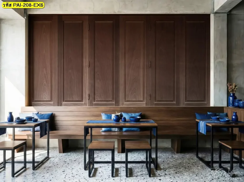 ภาพตกแต่งผนังลายไม้คลาสสิกแนวไม้ธรรมชาติจากวอลเปเปอร์ลายไม้สไตล์คลาสสิกแบบ Colonial wood panel wall mural ที่เพิ่มความคลาสสิก