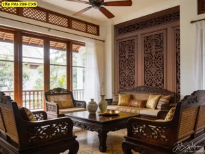 วอลเปเปอร์ลายไม้แกะสลักไทยแนวศิลป์ไทยในรูปแบบวอลเปเปอร์กรุผนังลายไม้แกะลาย Thai style wall mural design ที่ช่วยสร้างบรรยากาศไทย